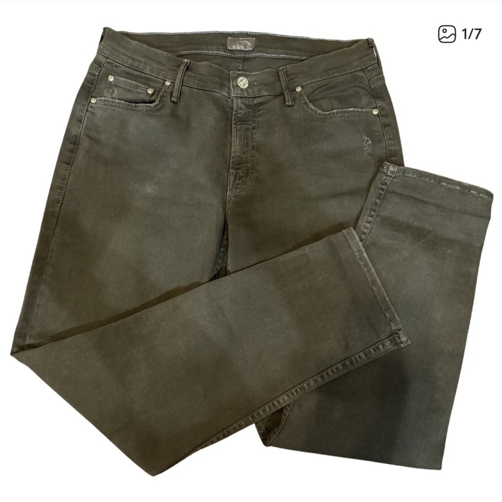 Mother The Dropout Womens Pants Jeans Straight Moss Green Blow Out Size 26